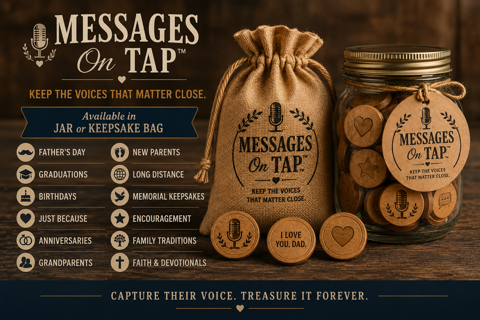 Messages On Tap: Dad Archive Edition – Personalized Audio Keepsake for Dad